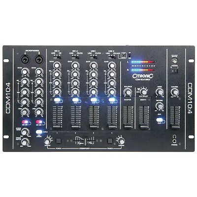 Citronic CDM10:4 MK5 4 Channel USB Mixer 19  Rackmount USB DJ MIxer • £299