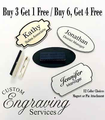 1x3 Employee Personalized Engraved Name Tag Badge With Magnet Or Pin Attachment • $3.95