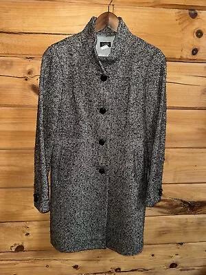 J Crew Womens Coat Sz 8 Gray Wool Blend Longline Boucle Stand Collar • $68.88