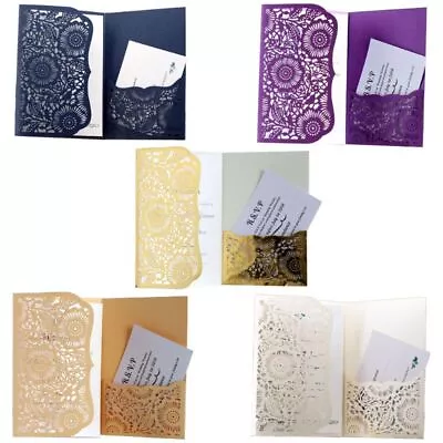 10pcs/set Cut Luxury Hollow Wedding Invitations Card Elegant Lace Print Pe • £9.88