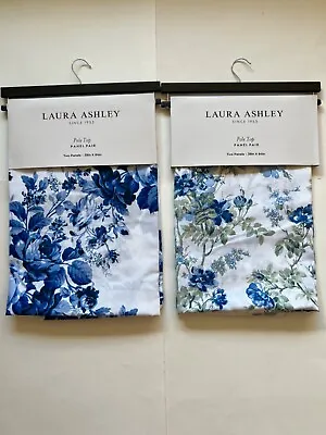LAURA ASHLEY 2 Window Curtain Panel Set JOYCE / BLOSSOM DANCE FLOWERS 38x84” NWT • $64.99