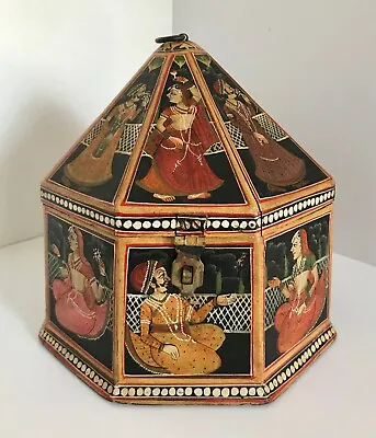 Rajasthani India Indian Mughal Vintage Octagonal Wooden Marriage/Jewelry Box • $395