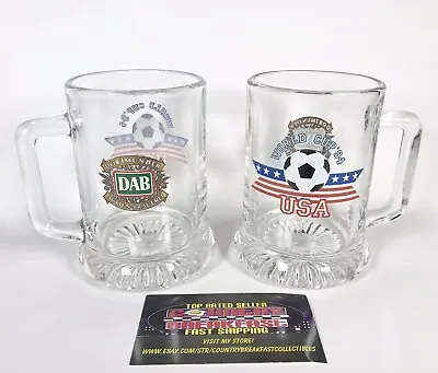 Dortmunder Actien-Brau DAB 1994 World Cup Soccer Glass Beer Mugs 8 Oz (x2) NOS • $19.96