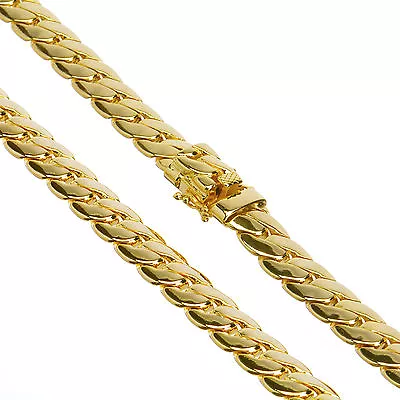 Men's Heavy 14K Gold Plated Cuban Link Chain Box Clasp Safety Lock 12 Mm / 26  • $28.50