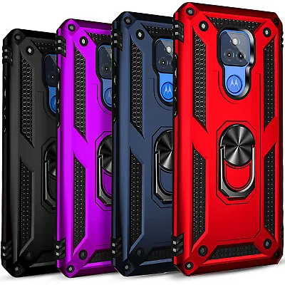 For Motorola Moto G Play 2021 Phone Case Cover Ring Kickstand + Tempered Glass • $9.99