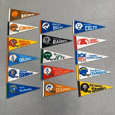 NFL Football Teams Mini Pennants Lot Of 16 Small Pennant Flags 9  Vintage Decor • $49.99