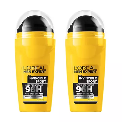 X2 L'Oreal Men Expert Invincible Sport - Anti-Perspirant Deodorant Roll-On 50ml • £9.45