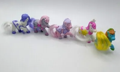 My Littlest Little Ponies White Pink Blue Long Tails Very Colorful FUN Lot 5 • $24.96