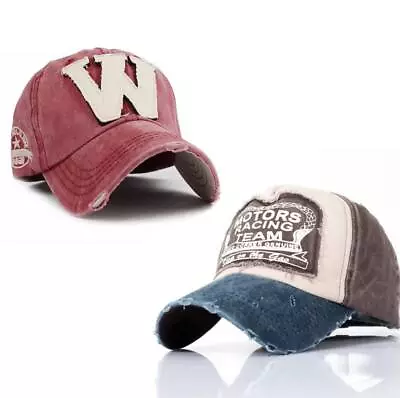 2 PACK Vintage Distressed 100% Cotton Motorcycle Racin Baseball Cap Hat  Washed • $25.99