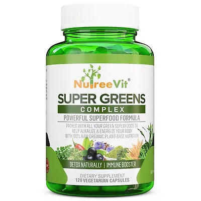 $18.99 • Buy SuperGreens - Spirulina, Chlorella, Wheatgrass + More - Energy & Immune Booster 