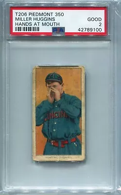 1909-11 T206 Piedmont 350 Miller Huggins Hands At Mouth PSA 2 HOF • $175