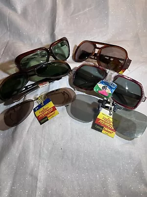 Vintage 1970's Sunglasses And Clip-On Sunglasses Lot Of 6 As Is • $22