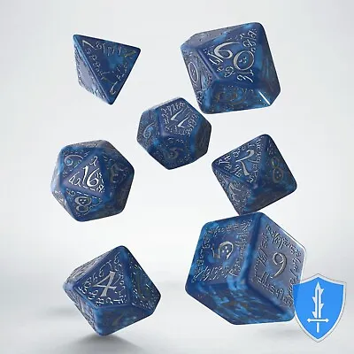 Q-Workshop Elvish Cobalt & Silver Dice Set (7) D&D RPG • $16.99