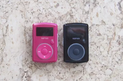 Lot Of 2 - SanDisk Sansa Clip 2GB MP3 Player Black/Pink - Work Need Batteries • $17.99