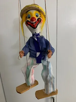 Vintage Mexican Clown Stringed Marionette Puppet Doll /  Straw Hat • $11.99