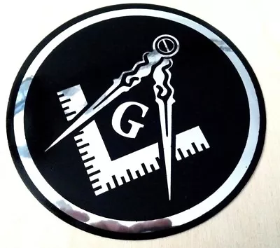 Masonic Decal Silver 3.5  Logo FreeMason Car Black Chrome Freemasonry Sticker • $4.98