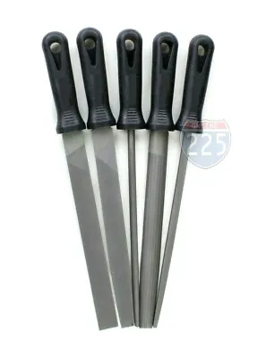 5 Piece 10  Smooth Cut File Set Round Square Flat Half-Round Hand Tool Kit • $29.50