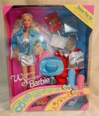 1993 Western Stampin' Barbie Doll Deluxe Play Set Doll Boots Accessories Girl To • $55