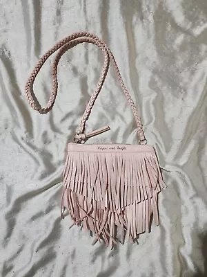 Women's H&M Happy And Bright Small Pink Braided Strap Shoulder Bag With Fringe • $13.75