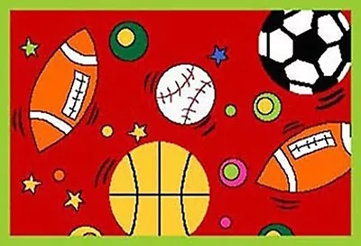 Kids Children School Classroom Sports Red 5' X 7' Large Educational Gel Rug • $59.99