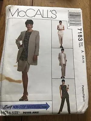 7183 McCalls Pattern Easy Separates Jacket Long Waistcoat Trousers Skirt 6 8 10 • £2.75