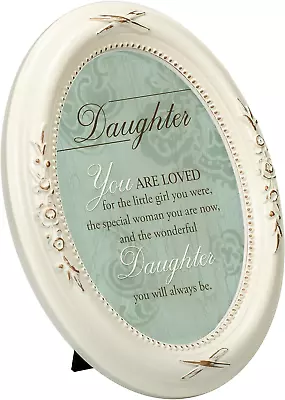 Daughter You Are Loved Distressed Ivory Floral 5 X 7 Oval Table • $24.47