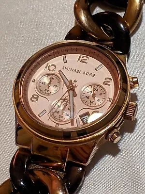 Michael Kors Womens Runway MK4269 Wrist Watch Tortoise W/ Chain Link New Battery • $31.99