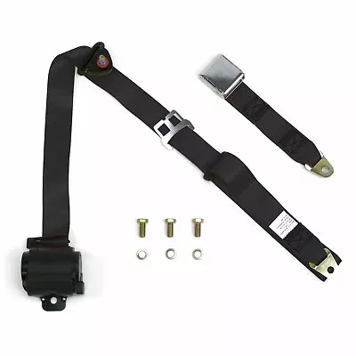 3 Point Retractable Airplane Buckle Black Seat Belt (1 Belt) AutoLoc SB3PARBK • $89.95