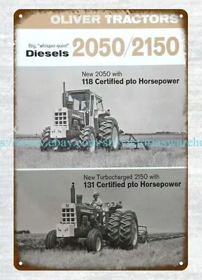 1968 NEW OLIVER TURBOCHARGED DIESEL TRACTOR Metal Tin Sign Garage Signs • $18.99
