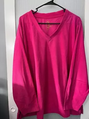 Women's Made For Life 3X V-Neck Pink Fleece Long Sleeve • $7
