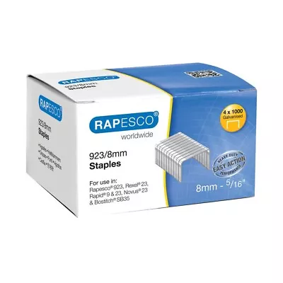 4000 X Rapesco 923/8mm Staples Galvanised Finish With Chisel Point S92308Z3 • £6.35