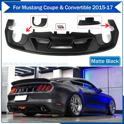 Fits 15-2017 Ford Mustang GT500 Style Rear Bumper Lip Diffuser Matte Black - PP • $180.49