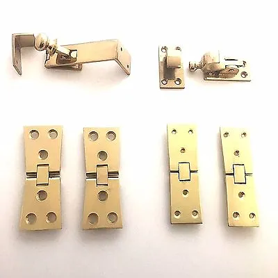 Solid Polished Brass Counterflap Bartop Worktop Shop Counter Catch - Hinges • £11.99