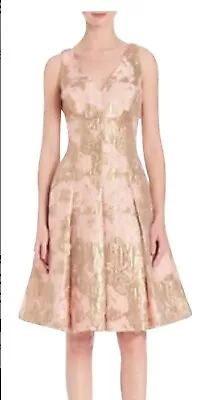 Aidan Mattox Sleeveless Pink Gold Jacquard Party Formal Dress Womens Size 8 • $75