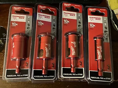 LOT Of 4 Milwaukee Diamond Max Hole Saw Drill Bits 1 -3/4-5/8-3/8 Tile Stone • $39.99