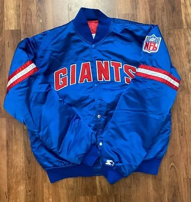 Vintage Starter Pro Line Authentic Ny Giants Satin Jacket Size L- Made In Usa • $100