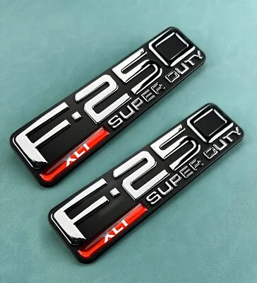 2X 99-04 F250 XLT Super Duty Logo Side Fender Badge Emblems (Chrome Red Black) • $30.99