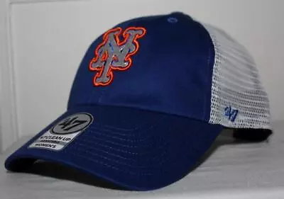 NEW YORK METS Womens '47 Brand Adjustable Snapback Cap Hat GLITZY Clean Up *6J • $18.01