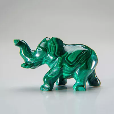 Genuine Polished Malachite Elephant Carving (177 Grams) • $120