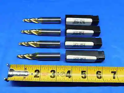 4 Pcs 7 Degree 3/16 - 1/2 O.d. 1 1/4 Loc Tin Tapered Carbide End Mill 3 Fl • $64.99