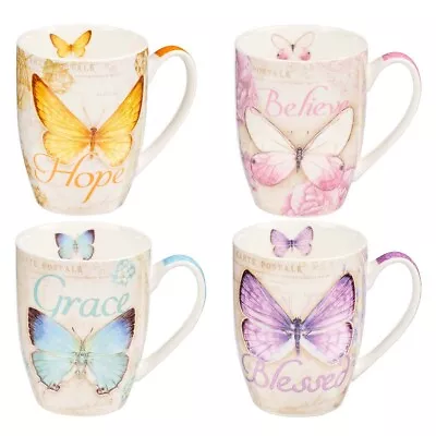 Botanic Butterfly Blessings Coffee/Tea Mug Set W/Scripture  Teal Grace • $23.99