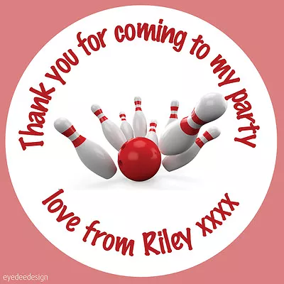 Personalised Bowling Ball Birthday Stickers Party Thank You Sweet Cone - 425 • £2