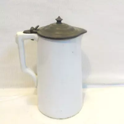 RARE Antique Knowles Taylor Knowles Ironstone WHITE Molasses Can / Metal Syrup • $149.85