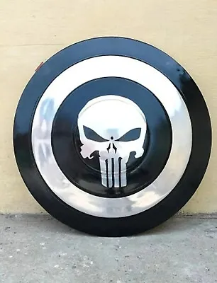 Medieval Punisher Skull Round Shield Cosplay Costume Prop Metal Halloween Gift • $88.99