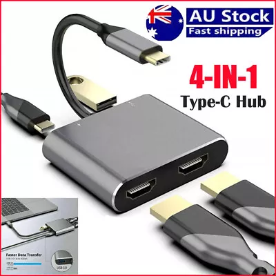 Adapter USB 3.0 Docking Station Type-C To Dual HDMI USB C Hub Screen Expansion • $17.49