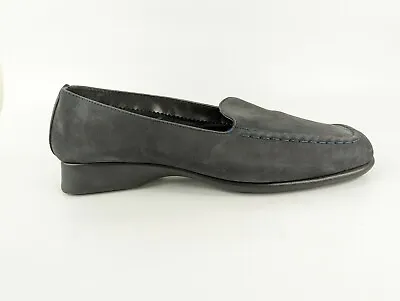 M & S Footglove Navy Nubuck Leather Slip On Shoes Uk 7.5 • £15.99