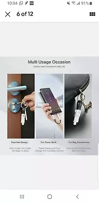 1 Keychain Charger Multi Charging Cable For IPhone/Type C  3In1 Cable • $4.89