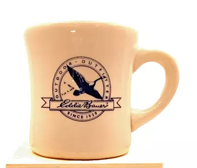 Vintage Eddie Bauer Coffee Diner Mug 8oz Outdoor Outfitter WHITE Blue Geese • $9.99