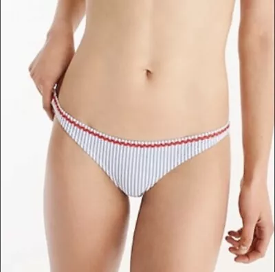 NWTs J Crew Bikini Bottom-Women’s Large- Seersucker- Swim- Beach- Pool- Stripes • $20