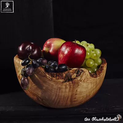 Large Bowl Rustic From Olive Wood Bowl Salad Bowl Fruit Bowl 22cm • £86.84